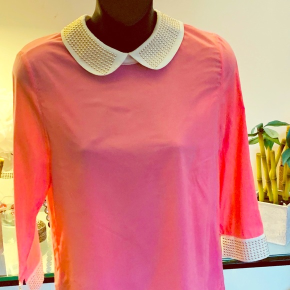 I. Madeline Tops - Peter Pan collar shirt with gold embellishments